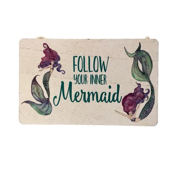 Set of 2 Mermaid Themed Wall Art Planks - Picture 3 of 3